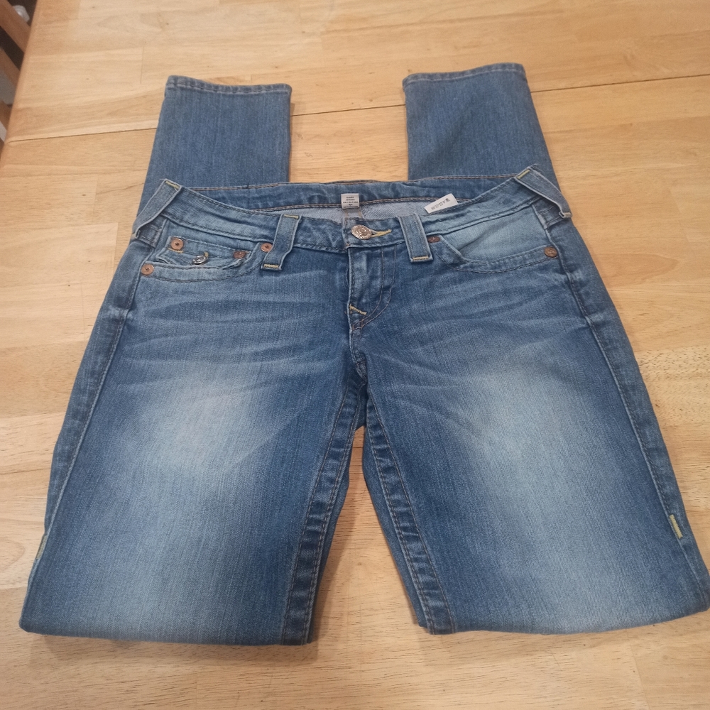 TRUE RELIGION WOMEN'S denim Jeans Low Rise Skinny w/ Flaps Size 27 - Picture 5 of 16